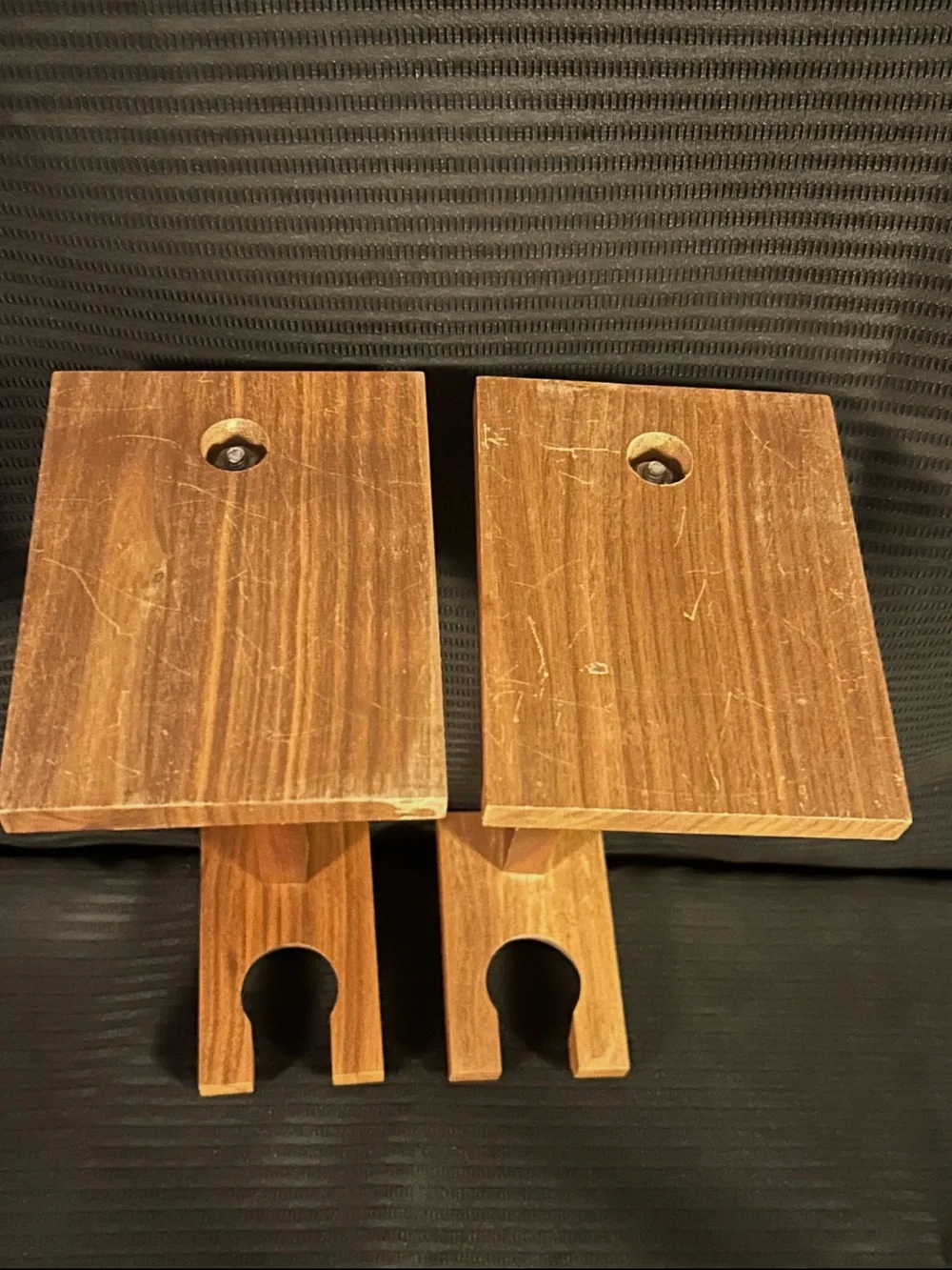 Vintage Pair Half-Yard Ale Beer Glasses w/ Wooden Stands
